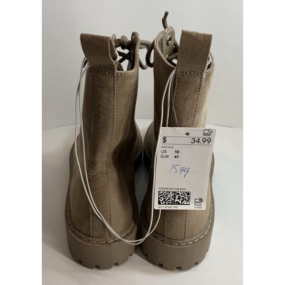 H&M Faux Suede Lace Up Women’s Combat Style Boots Size 9.5 - Picture 4 of 15